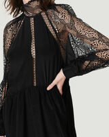 DEORRO LACE PUFF SLEEVE HIGH NECK MINI DRESS image number null